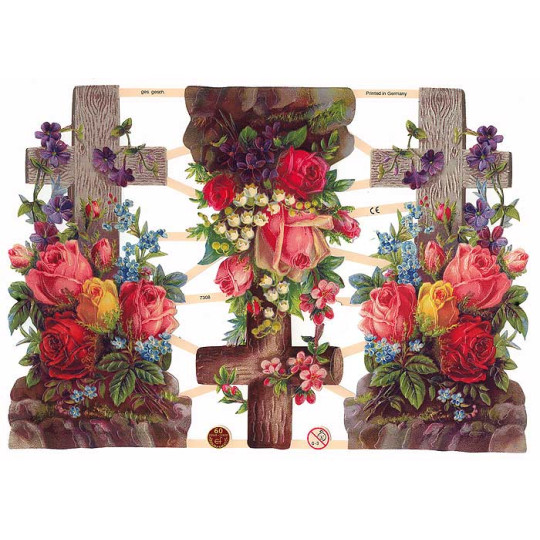 Large Floral Crosses Easter Scraps ~ Germany